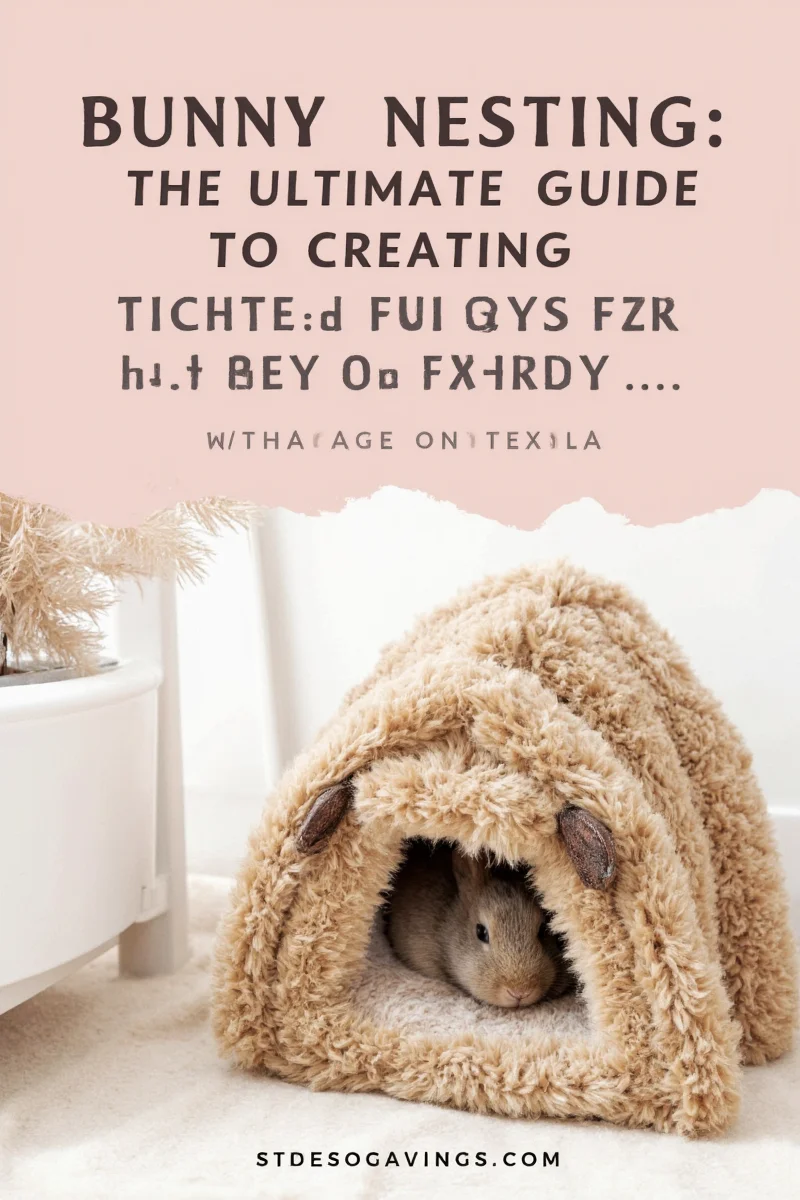 A cozy bunny nest setup with woven basket, plush bedding, and chew toys placed in a modern living room corner.
