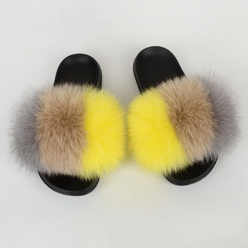 

28 Colors Light Weight Big Sale Fashion Lady Outdoor Footwear Real Fur Slides Slippers, 70 colors