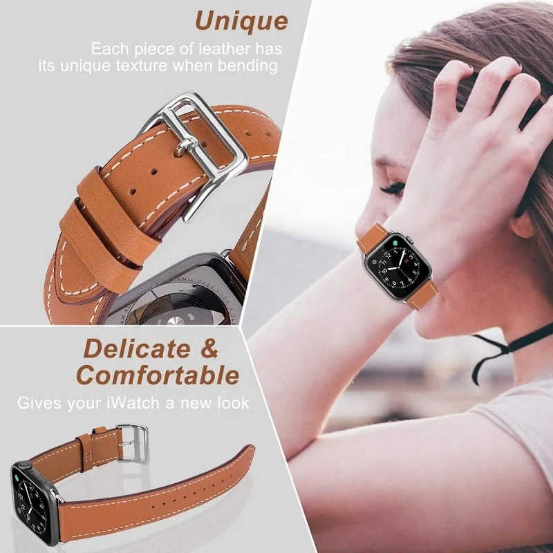 

Luxury Series 6/SE/5/4/3 New Genuine Leather Loop For Apple Watch Band Single Tour 42mm 44mm Strap For Apple Watch Leather Band, Various colors to you choose