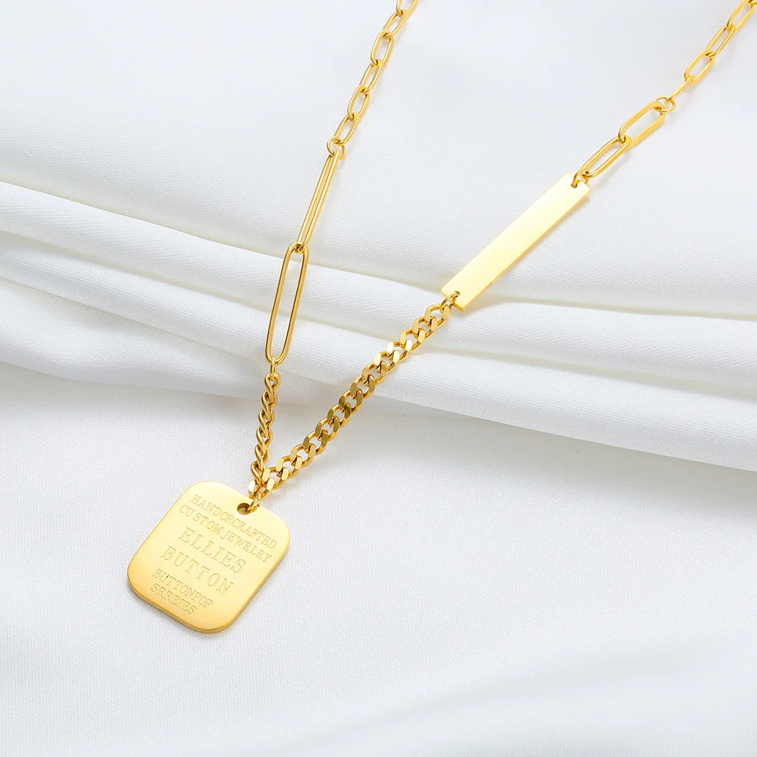 

Hot Sale Luxury Fashion Stainless steel Letter tennis Gold Colour necklace women's