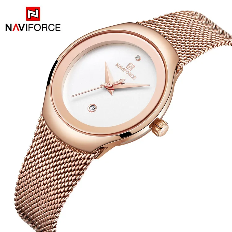 

Naviforce 5004 RGW minimalist design Milanese Stainless Steel Straps 3ATM Waterproof Women's Interwrist-Accessories Quartz Watch