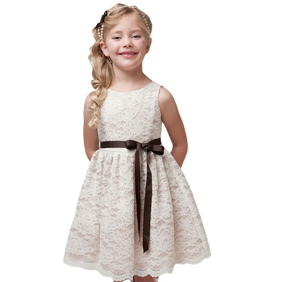 

2021 new summer sleeveless children's dress with lace puffy princess dress, White, black, beige