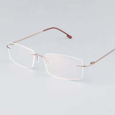 

Classic Mens Pure Titanium Rimless Glasses Frames Myopia Optical Frame Ultra-Light Titanium Rimless Eyeglasses, Custom colors