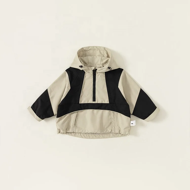 

wholesale OEM ODM children wear Hooded Coat baby spring Autumn easy to wash Color block kids windbreaker jacket for toddler boys