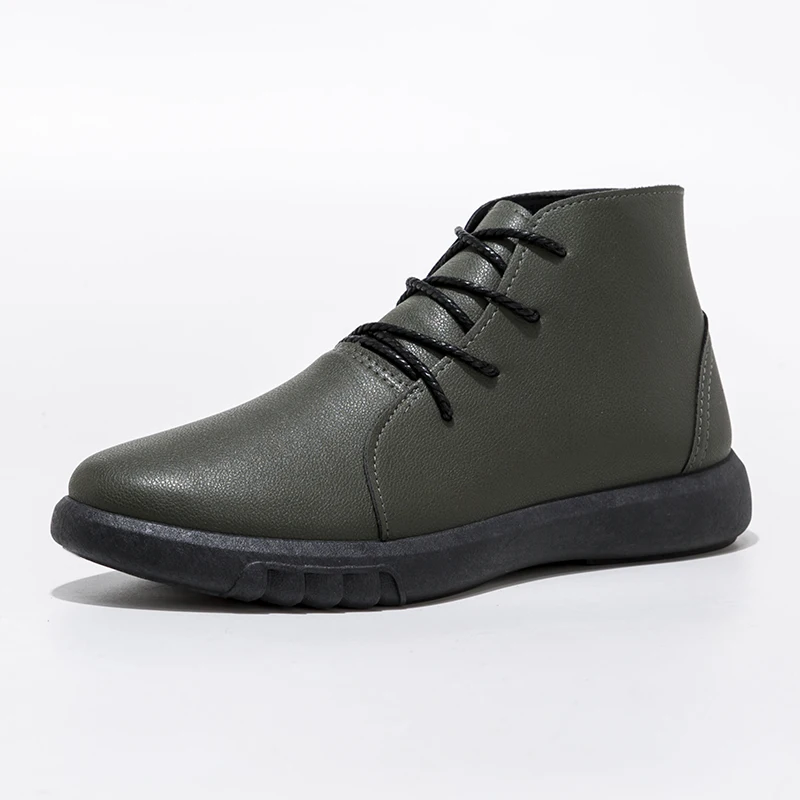 

Wholesale Mens High Top Ankle Boots Waterproof PU Leather Fashion Classic Men Casual Shoes, Black, green