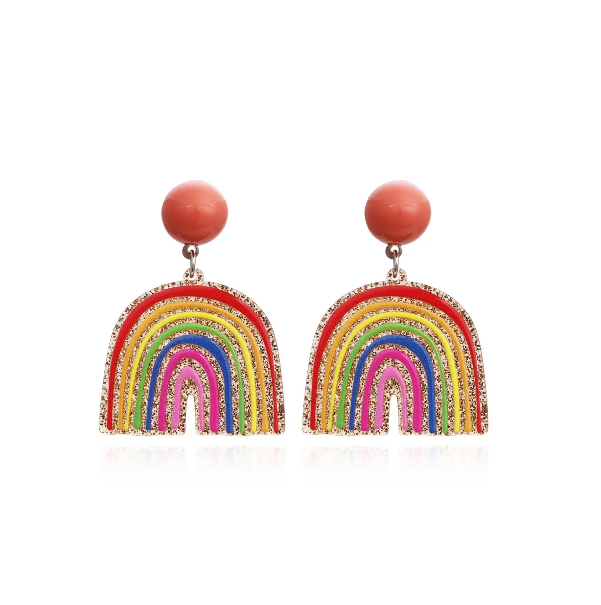 

Acrylic U Shape Dangle Earrings Handmade Colorful Cartoon Paint Rainbow Earrings for Women Girls, Picture shows