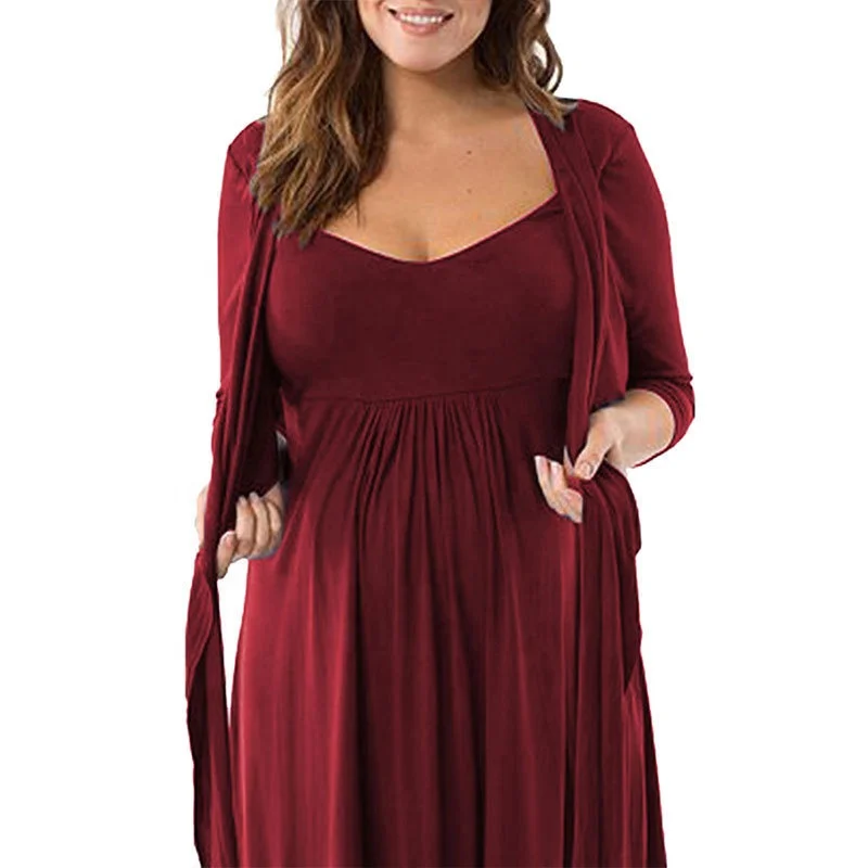 

2019 Fashion V-neck two-piece dress casual loose Lady Maternity Dress women dress