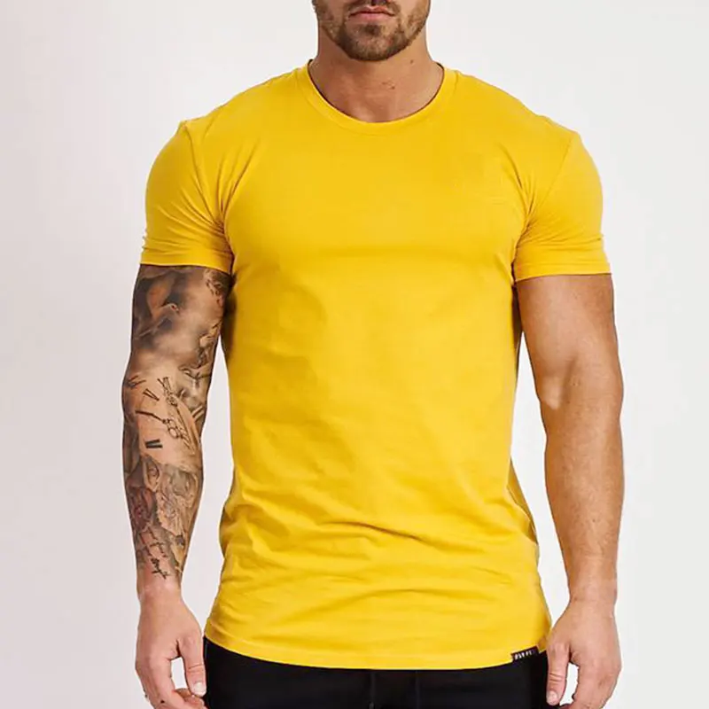 

Stylish Pure Cotton Quick-Drying Tights Man Fitness Running And Training Short Sleeves Mens Slimming Sportswear T-shirt