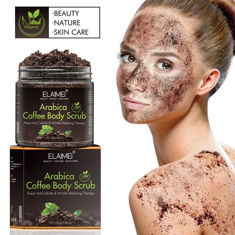 

YANMEI 250g Exfoliating Arabica Coffee Body Scrub with coconut oil shea butter for anti-cellulite & wrinkle reducing therapy