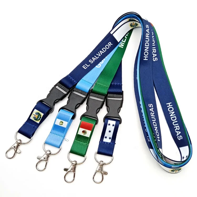 Customized Printed National Flag Personality Lanyards With Plastic