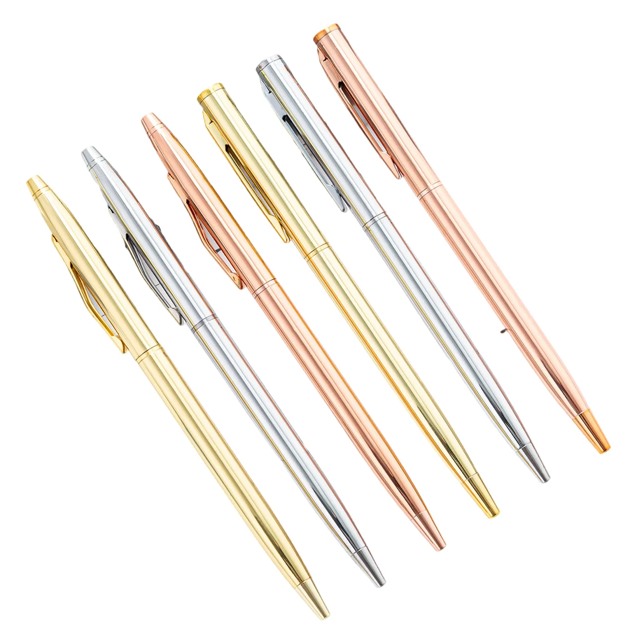 

Cheap Custom Pen Luxury Laser Custom Branded Rose Gold Slim Ballpoint Pens Thin Hotel Supplies Promotion Pen