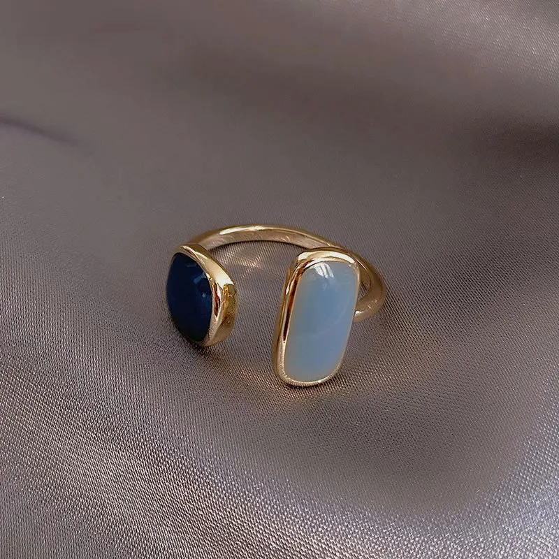 

fashion trendy oil drop open rings green