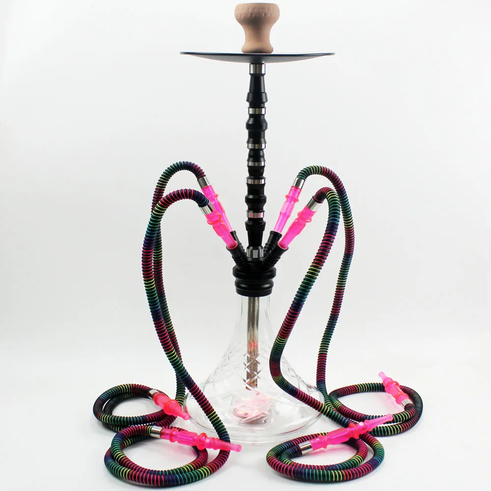 

Aluminum hookahs multi hose cheap price shisha pipes for lounge bar, Black, red