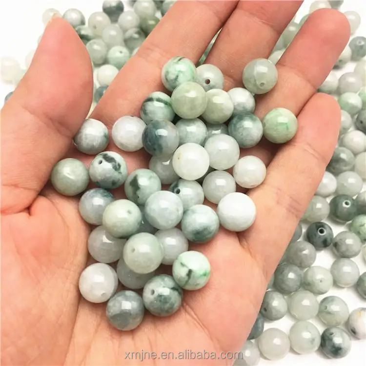 

Jadeite jade jade beads loose beads A cargo floating flowers light green waxy kind beads 9.5mm accessories