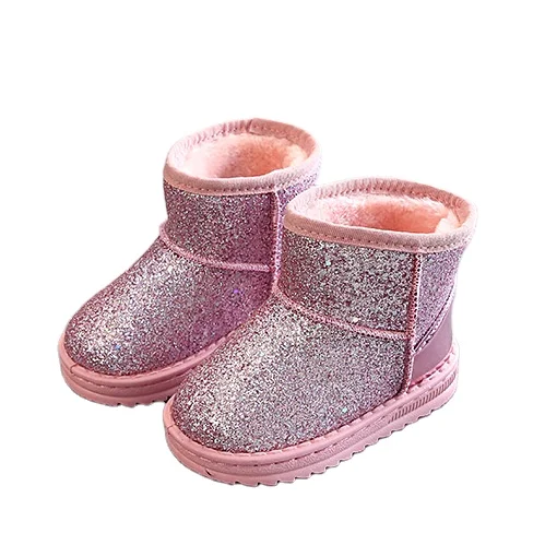 

Sequined Casual Warm Snow Boots Boys and Girls Children Solid Color 2020 Autumn and Winter Beautiful Kids Shoes Non-slip Shoes, Picture