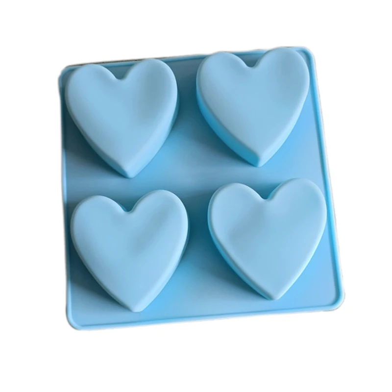 

4 cavity silicone heart shaped soap moulds for handmade, Custom color