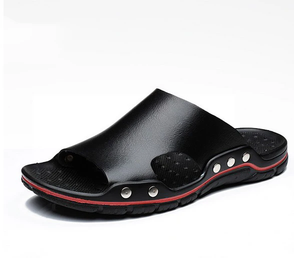 

Mens Leather Sandals Open Toe Outdoor Hiking Sport Leather Slippers Waterproof Summer Beach Shoes