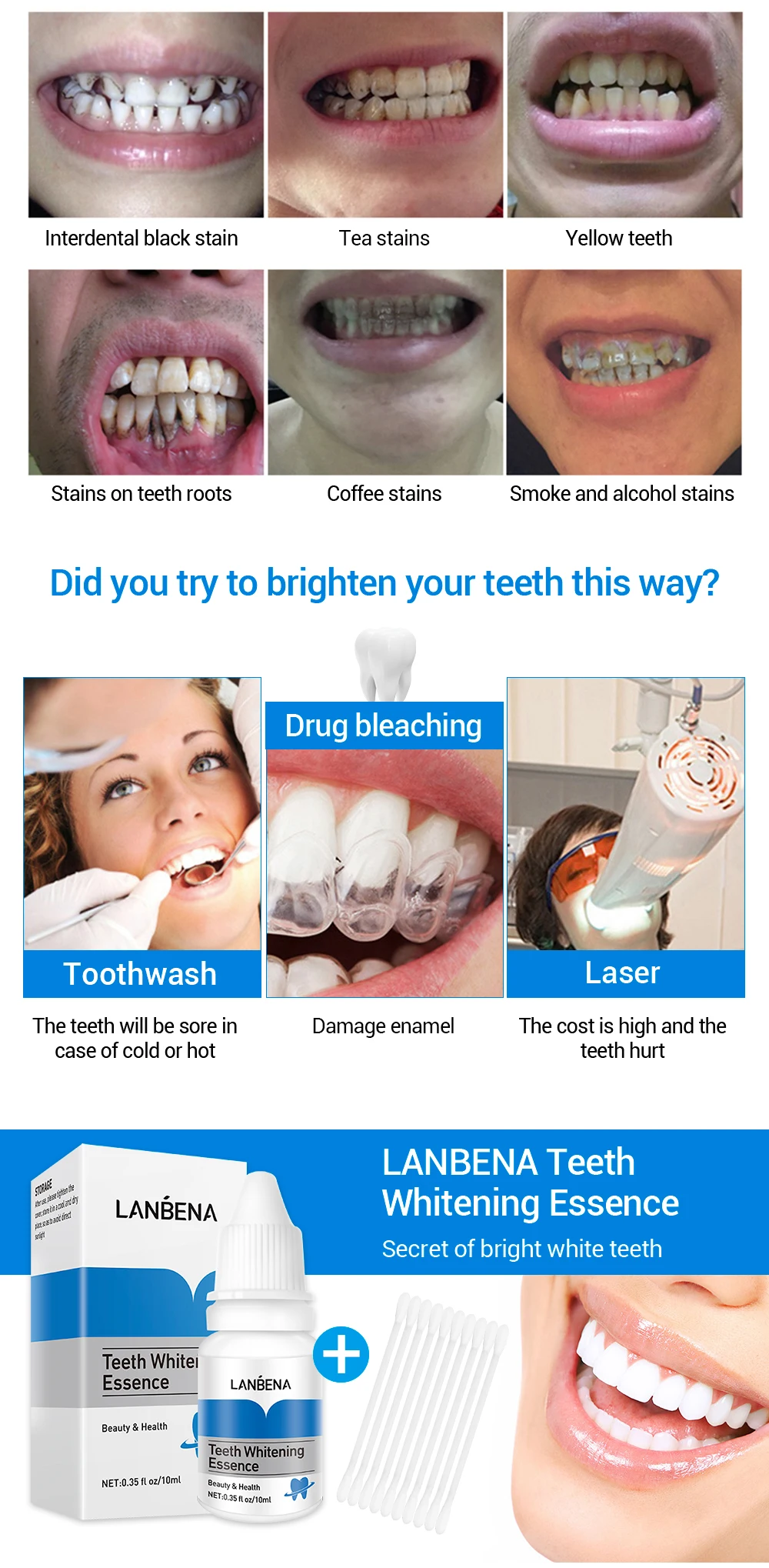 LANBENA blanchiment des dents portable essence liquide en gros