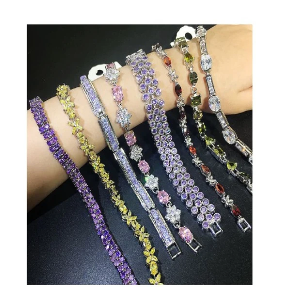 

wholesale hot selling diamond tennis chain bracelet jewelry for women 2020, Sliver/rose gold/goldor customized