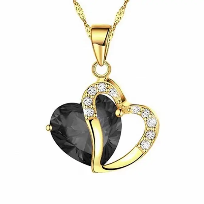 sterling silver artificial crystal heart pendant necklace