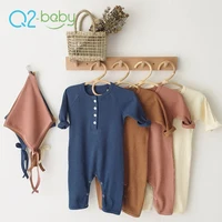 

Q2-baby Wholesale Soft Cotton Long Sleeve Jumpsuit Baby Infant Rompers With Hood