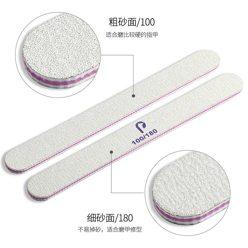 

2021 Private Label Personalized Custom 80/80 100/180 80 100 150 180 240 Emery Board Grit Square Half Moon Nail File With Logo, White