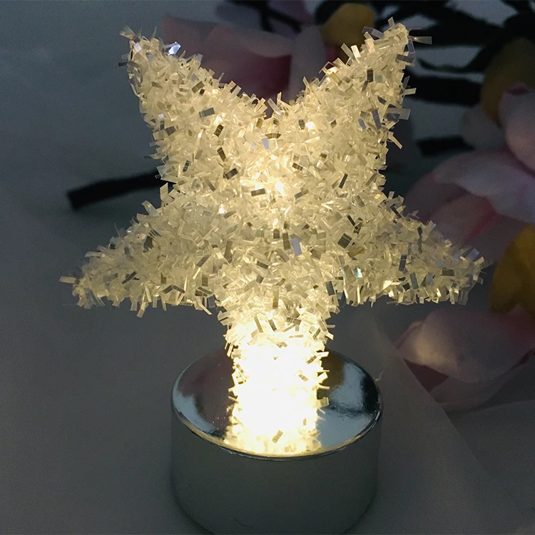 Indoor Decoration Button Battery Christmas PVC Led Star Shaped Night Light