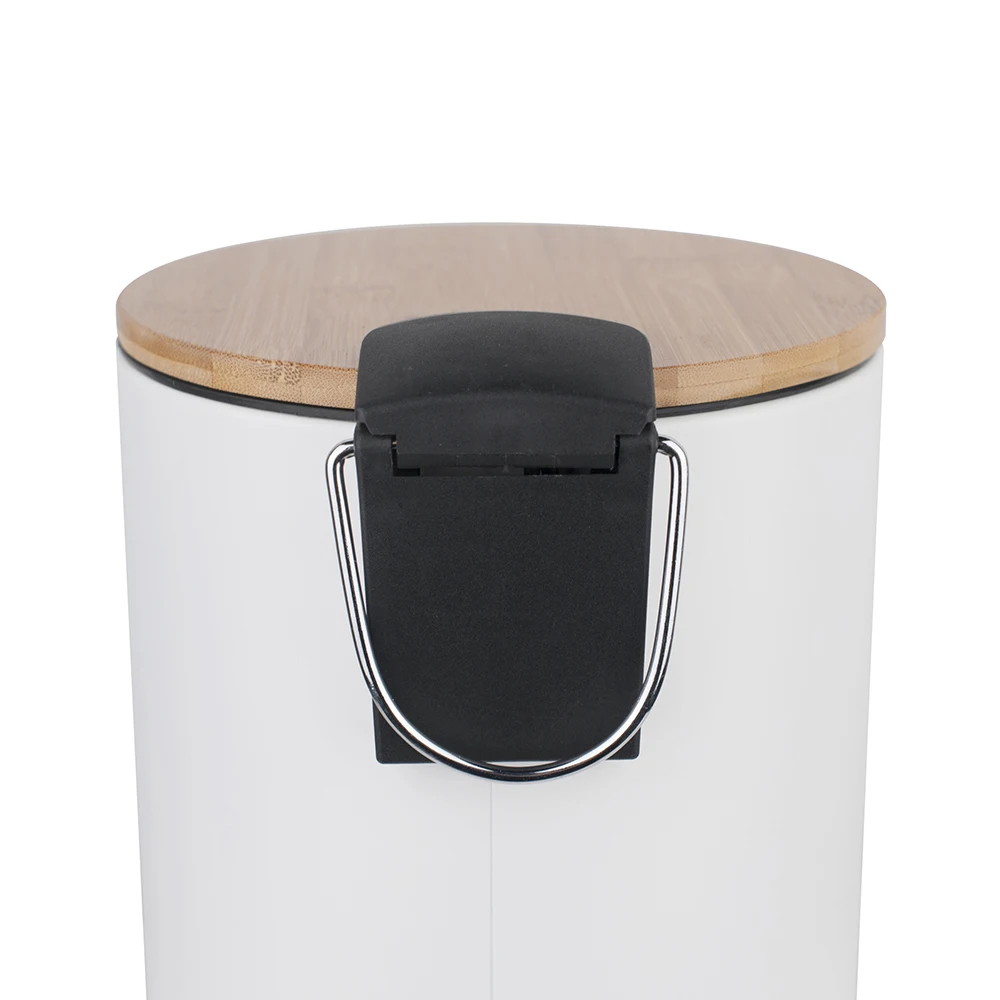 
Latest Design High Quality 3l White Powder Coating Bamboo Lid 10 gallon trash can 