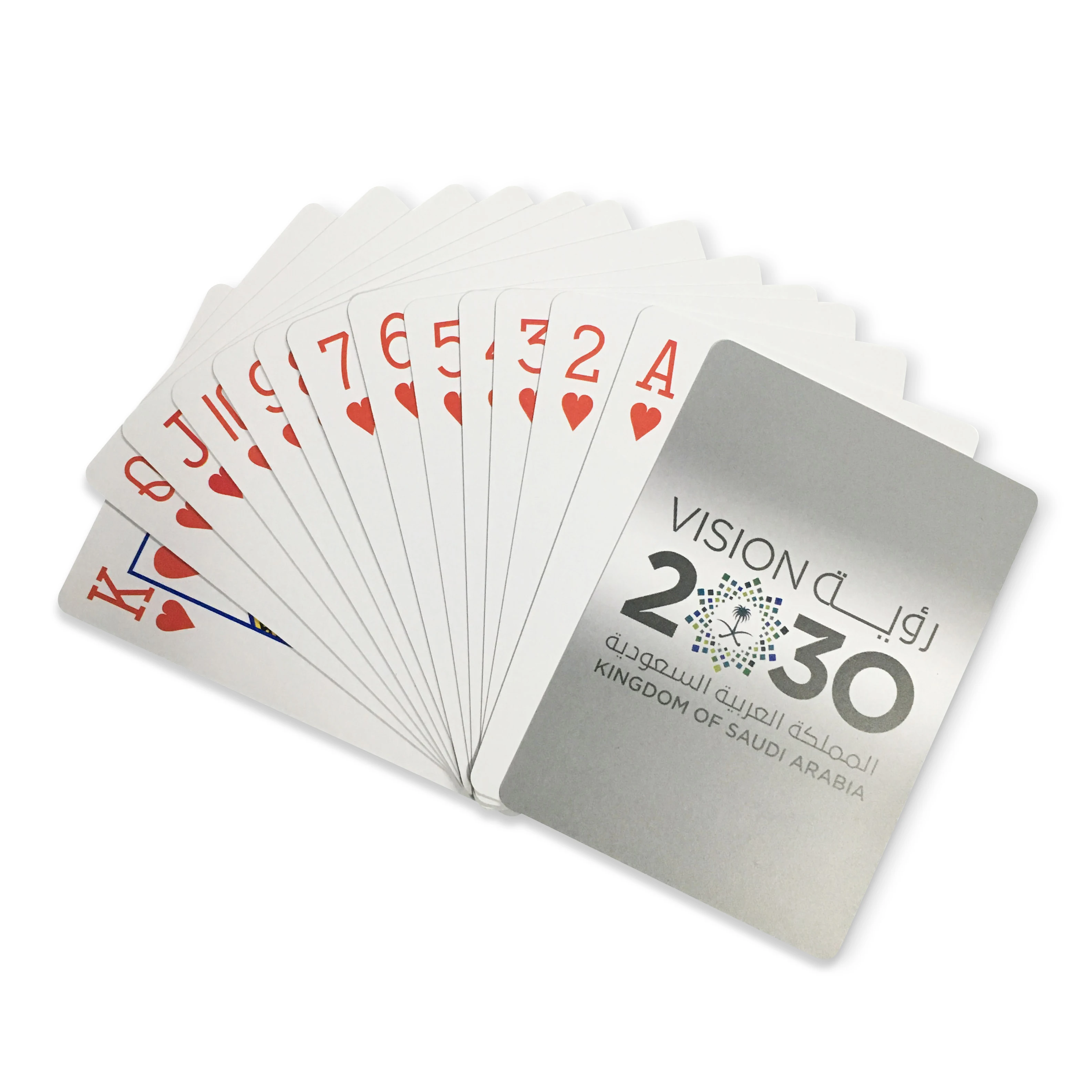 

Custom Logo Saudi Arabia Jeddah 2030 Design Playing Cards Deck Printing Cards Plastic Black PVC Waterproof Playing Cards Poker, Cmyk 4c printing and oem