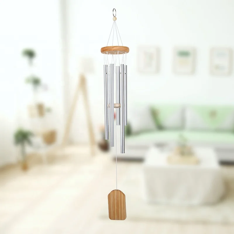 

Pine wood metal small 6-tube wind chimes aluminum tube balcony ornaments door decoration gifts backgammon wind chimes