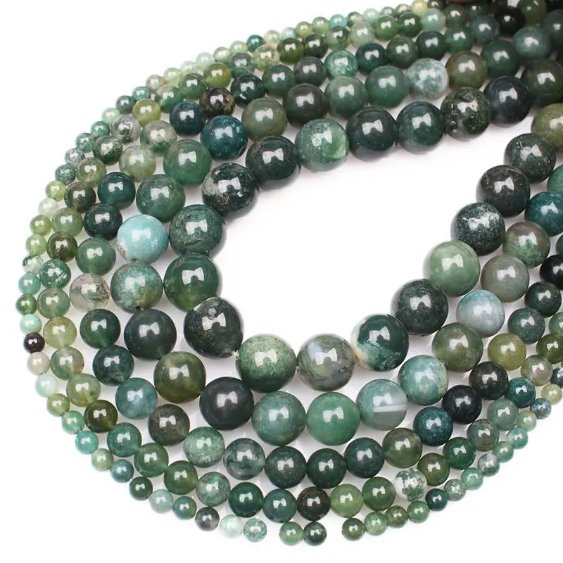 

Wholesale Moss Grass Agate Natural Stone Round Loose Beads 4/6/8/10/12/14mm For jewelry Making DIY Bracelet Accessories, Green