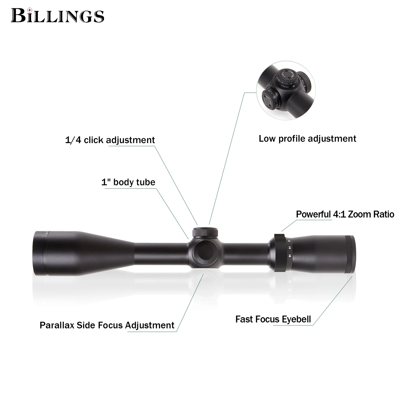 

Billings A Long-Term Sniper'S Air Gun Optional Reticle BII 4-16X44 SF Riflescope