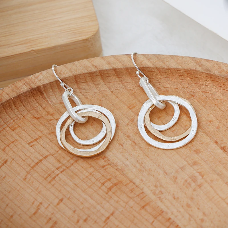 

TongLing long simple loop thick hoop earrings classic matte gold earrings 18k hoop earring