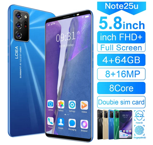 

Note 25u Large Battery New 4g Free Delivery Mobile Phone Android10 Gaming Smartphone Cellphone 5.8Inch 4GB+ 64GB Smartphone, Blue,green ,blue,gold