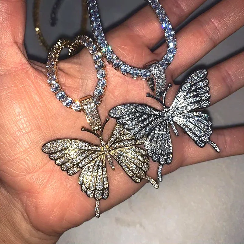 

Gold Silver Plating hip hop jewelry collares de mariposas pendant butterfly charm necklace for woman, Multi