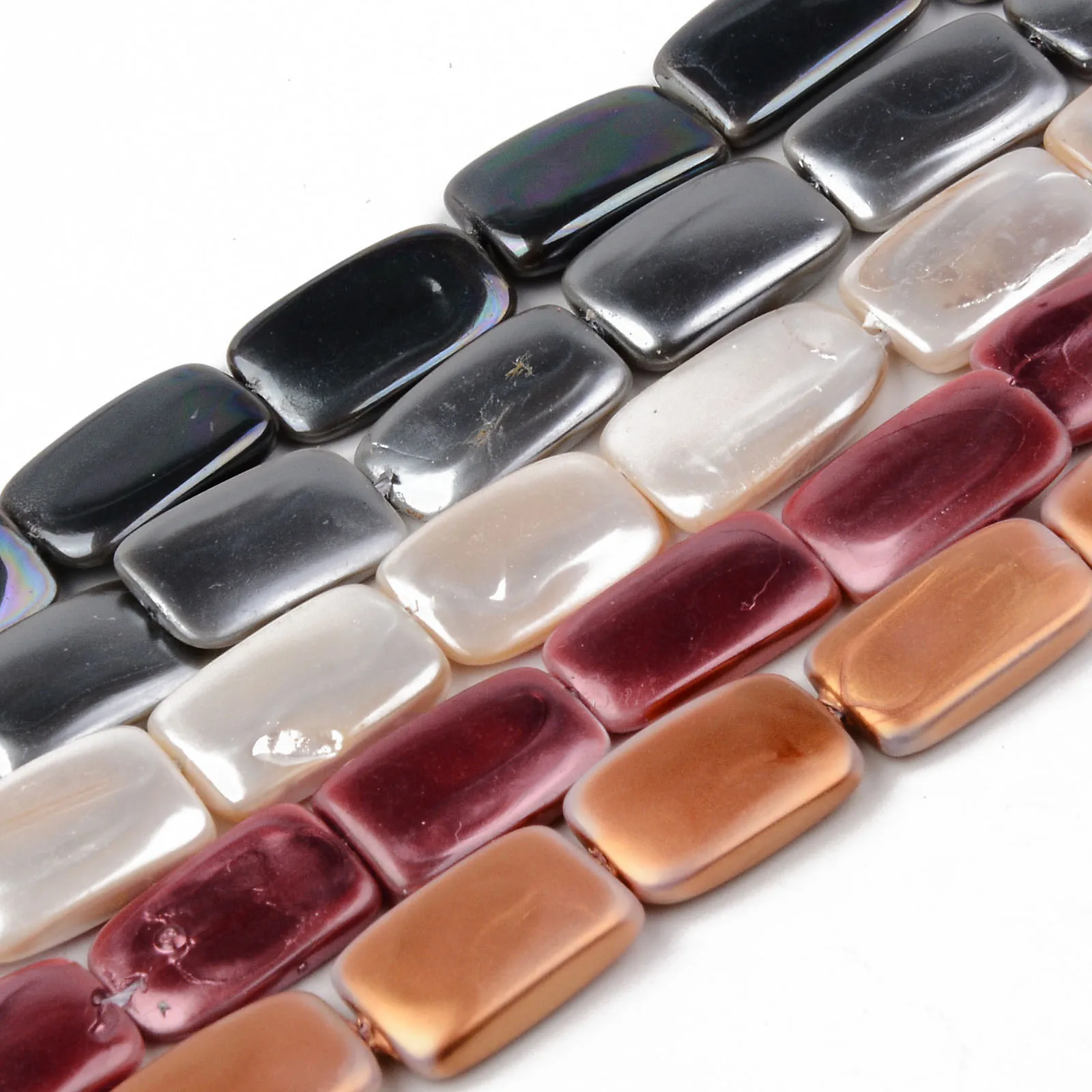 

Pandahall Rectangle Electroplate Natural Freshwater Shell Beads