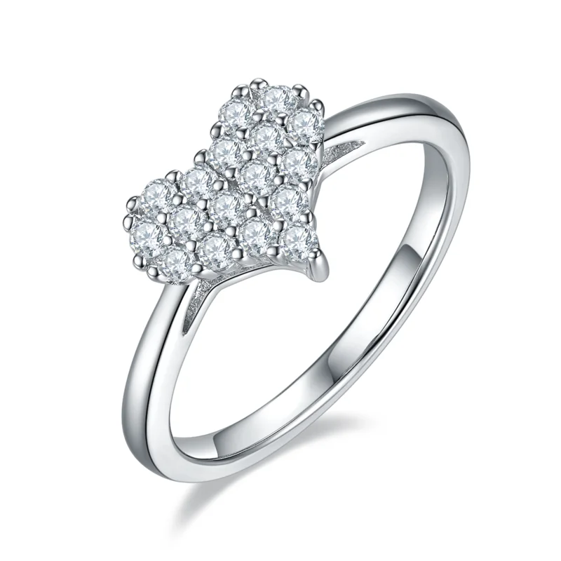 

unique design jewelry heart luxury pave 0.33CT Moissanite women ring, Silver color