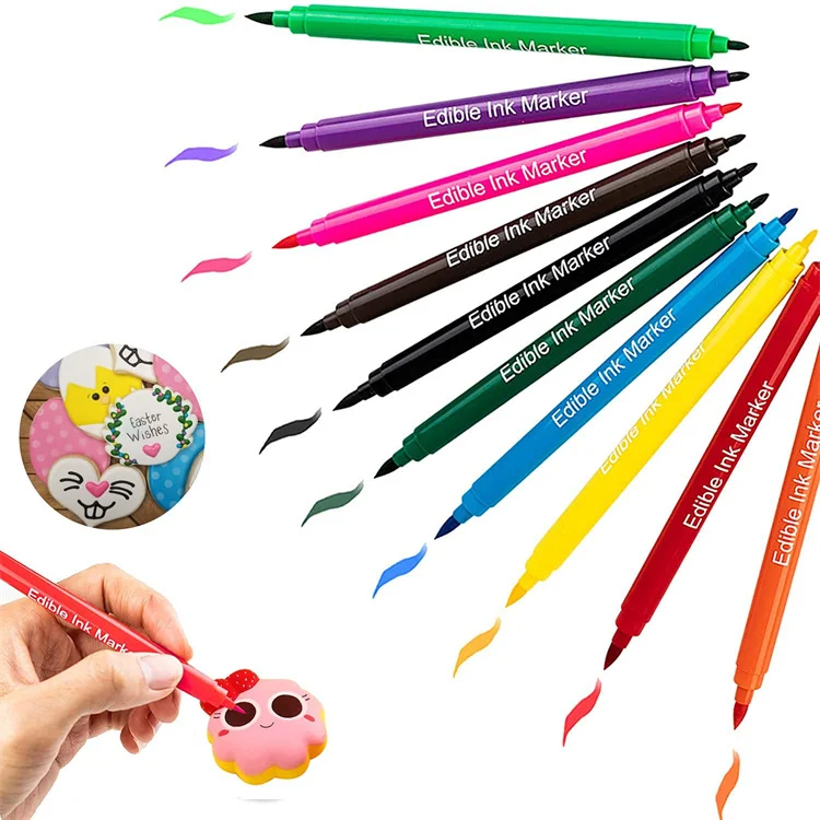 

10 Colors DIY Edible Pigment Pen Bake Accessories Food Drawer Color Pencils Markers Cake Biscuit Cookie Painting Decorating Tool