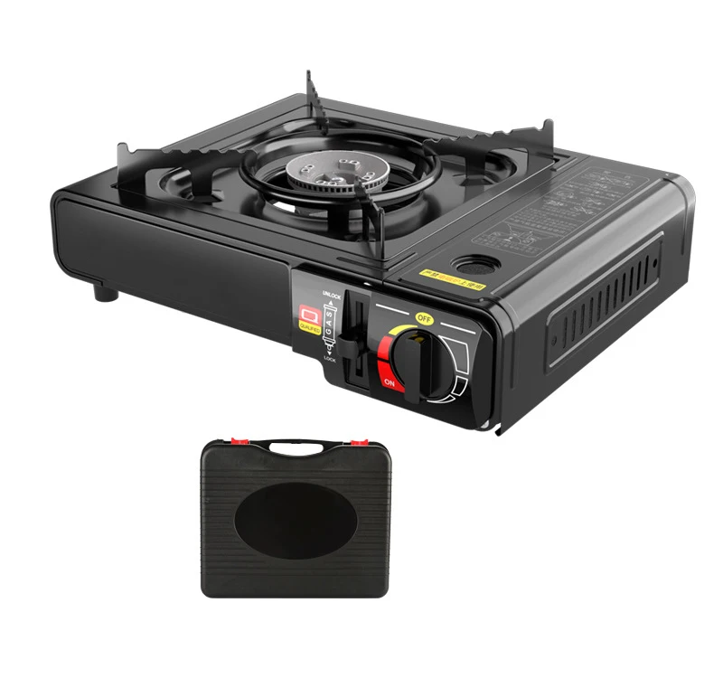 

Amazon hot sale propane butane gas burner stove portable lightweight gas camping stove with plastic box, Black