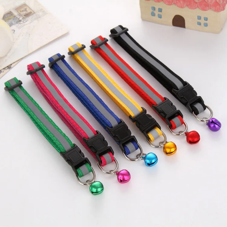 

Wholesale Customized Nylon Reflective Adjustable Cat Collar With Bell Pet Collar For Cats And Small Dogs, Custom