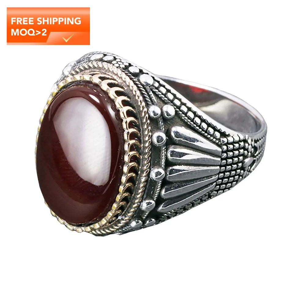 

Natural Stone Handmade Jewelry Sterling Silver 925 Finger Ring For Men