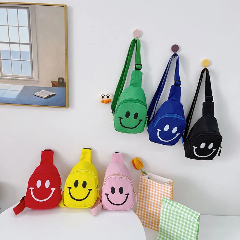 

small child chest bag 2021 cute girls bags boy nursery smile shoulder messenger bag, Customized color