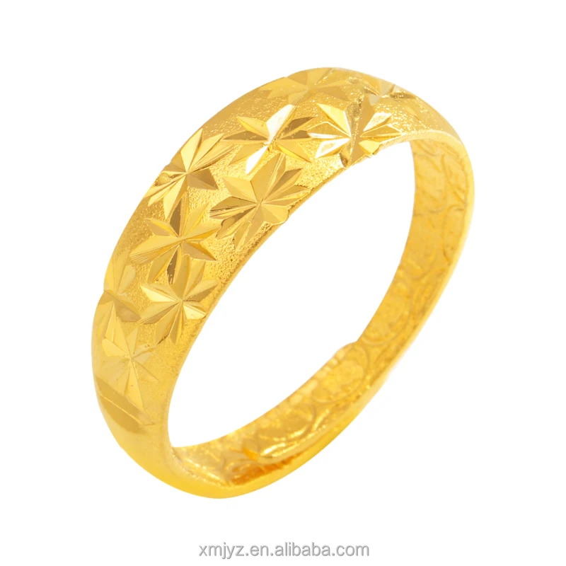 

2021 European And American Ring Brass Gold-Plated Niche Design Sense Open Flower Ring Female