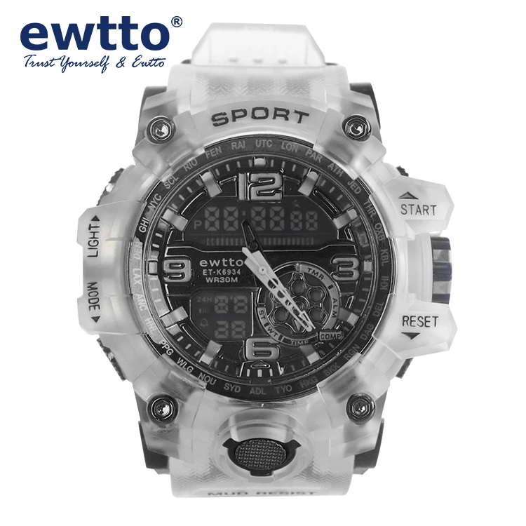 

ewtto Hot Selling Sport Watch ET-K6934 Mechanical digital dual display watch With Night Light