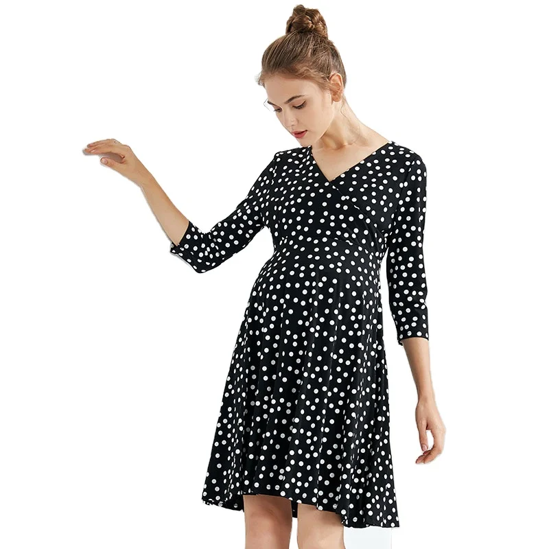 

New Arrival Wholesale Nursing Maternity Gown Maternity Photo Shoot Dress Maternity Outerwear, Black