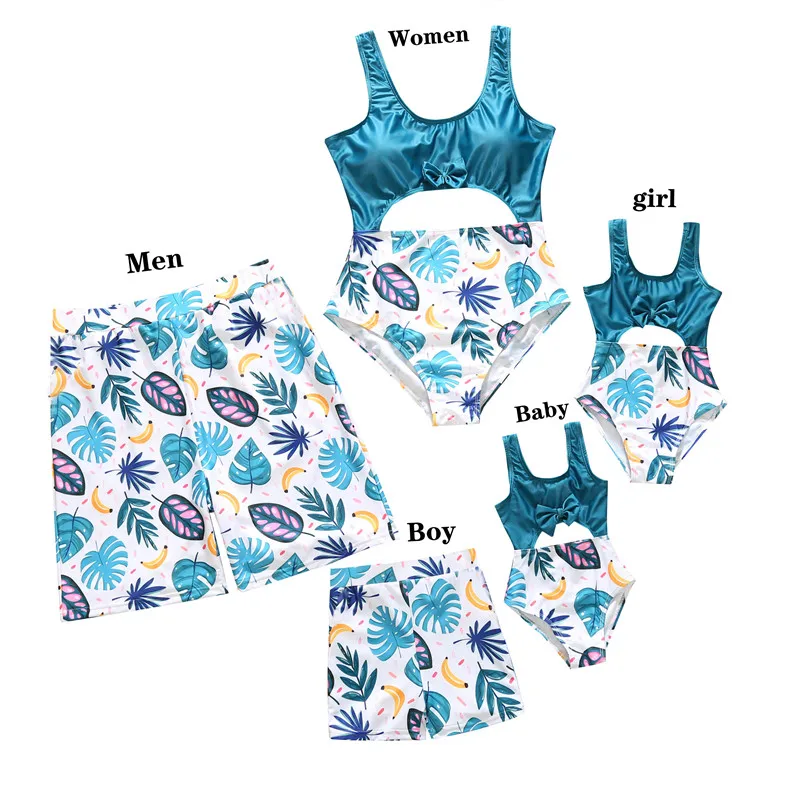 

High Quality Family Matching Swimsuits Four Pieces Swimwear Flower Clothing Set strappy bikini swimwear