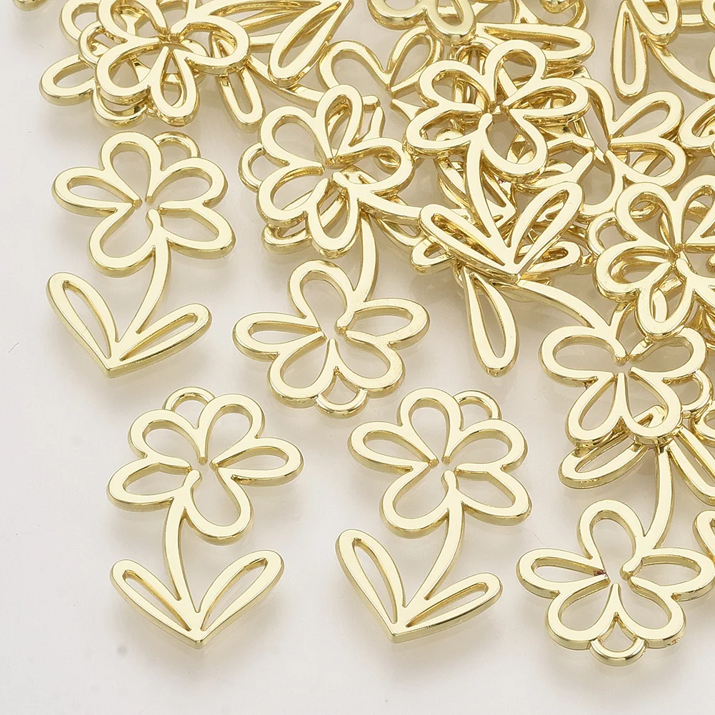 

PandaHall Flower Light Gold Open Back Bezel Pendants