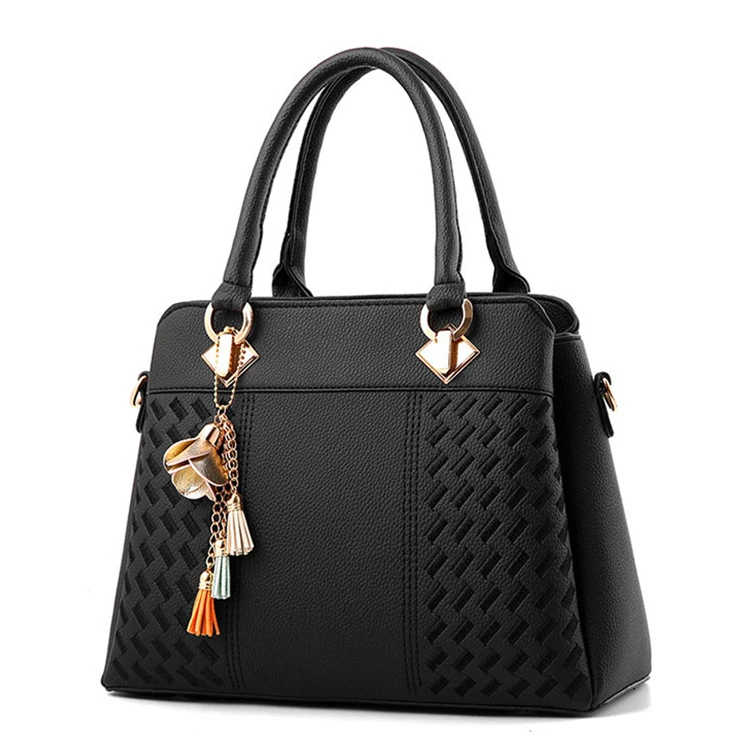 

CB441 New Fashionable Tassel Hanging Trim Ladies Crossbody Handbags Pu Leather Luxury Big Shoulder Bag For Women