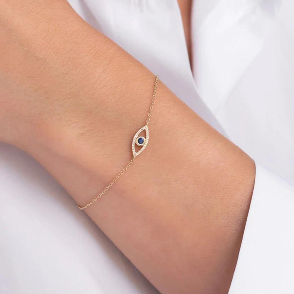 

Factory Price Adjustable 925 Sterling Silver Blue Evil Eyes Bracelet
