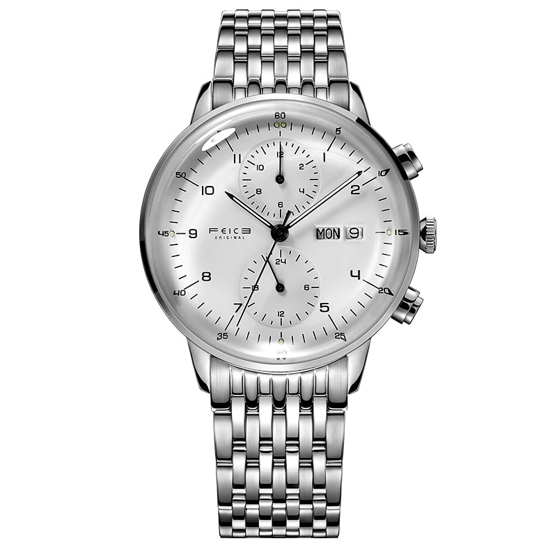 

Stainless Steel Chronograph Watch Leather Man Watches Top 2019 Watches Men Wrist